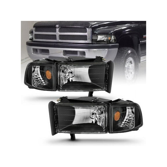 Headlight Set - Compatible with 1994 - 2001 Dodge Ram 1500 1995 1996 1997 1998 1999 2000
