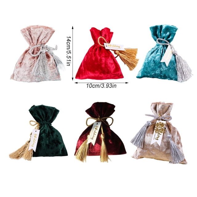 Candy Drawstring Bag Holiday Birthday Celebration Party Wedding Celebration Kids Chocolates Toys Cookies Favors Present Gifts Package Pouch Champagne