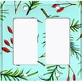 thumbnail image 2 of Metal Light Switch Wall Plate Outlet Cover (Rosemary Leaf Teal Wallpaper - Double Rocker), 2 of 2