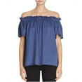thumbnail image 2 of French Connection Womens Stayton Ruffle Knit Blouse, Blue, Medium, 2 of 2