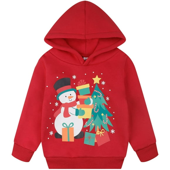 RETSUGO Sudadera con Capucha para Niño Pequeño de Navidad con Muñeco de Nieve