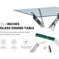 thumbnail image 6 of 36'' Square Dining Table for 2-4, X-Shape Silver Metal Legs, Glass Tea Table Square Kitchen Table for Small Space, 6 of 14