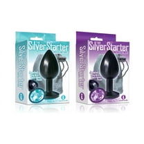 Sexy, Kinky Gift Set Bundle of The Silver Starter, Bejeweled Annodized Stainless Steel Plug, Aqua and Icon Brands The Silver Starter, Bejeweled Annodized Stainless Steel Plug, Violet