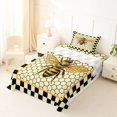 thumbnail image 3 of Castle Fairy Vintage Bee Graphic Twin Sheets 3pcs,Geometric Honeycomb Bedding,Black Cream Golden Yellow,1 Flat Sheet, 1 Fitted Sheet and 1 Pillowcase, 3 of 7
