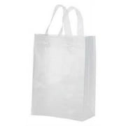 Frosted Plastic Shopping Gift Bags (8"x5"x10")- Quantity of 100 (Clear)