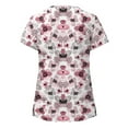 thumbnail image 3 of DPTALR Women Short Sleeve V-neck Tops Uniform Printed Pockets Blouse Tops, 3 of 5