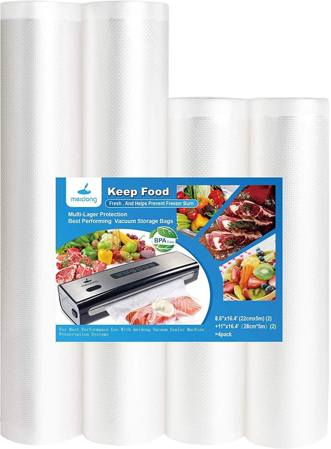 BPA Free 2 Pack Vacuum Sealer Bag Rolls 28CM for Food Saver and Sous Vide 