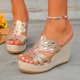 thumbnail image 2 of Bmisegm Ladies Summer Rhinestone Bright Leather Thick Bottom Large Size Slope Heel Sandals Slippers Womens Sandals Summer Rose Gold 7, 2 of 9