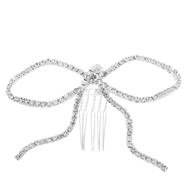 Elegante peineta de diamantes de imitación para novias, lazo de cristal, accesorio para el cabello de boda para mujeres, pieza de cabello de novia decorativa y elegante
