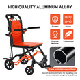 thumbnail image 3 of Garvee Portable Lightweight Folding Transport Chair with Locking Handbrake,360° Front Wheels,16.1" Seat Width,Supports 220 lbs, 3 of 11