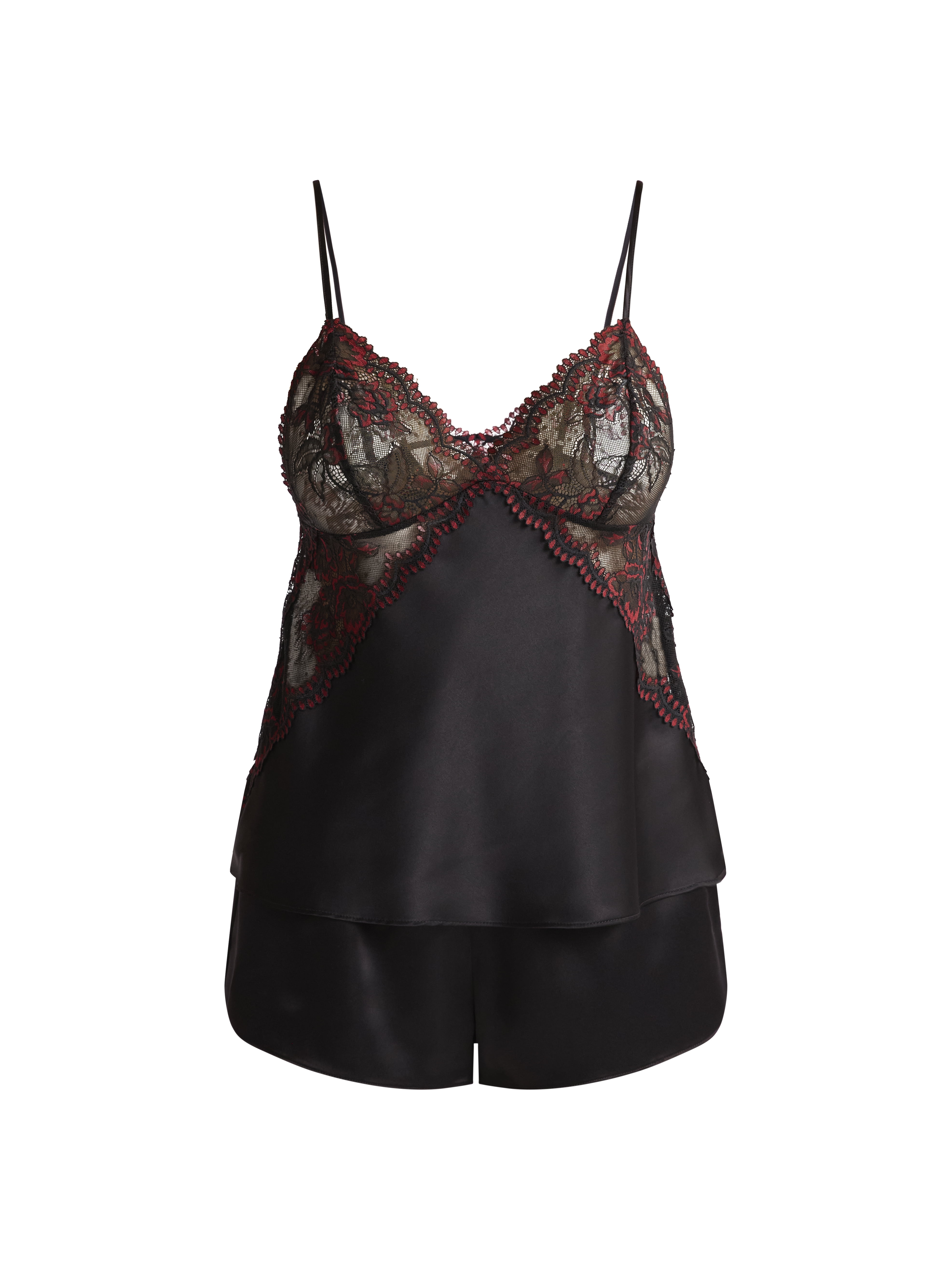 Joyspun Women’s and Women’s Plus Bridal Satin Cami and Shorts Set with Lace Trim, Sizes XS to 3X