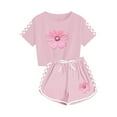 thumbnail image 6 of Eltusu Girls Outfit Sets, Elastic Waistband Graphic Short Sleeve T-Shirts & Shorts Sets Pink Size 5-14 T, 6 of 7