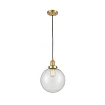 201C-SG-G204-10-Innovations Lighting-Beacon - 1 Light Cord Hung Mini Pendant In Industrial Style-13 Inches Tall and 10 Inches Wide-Satin Gold