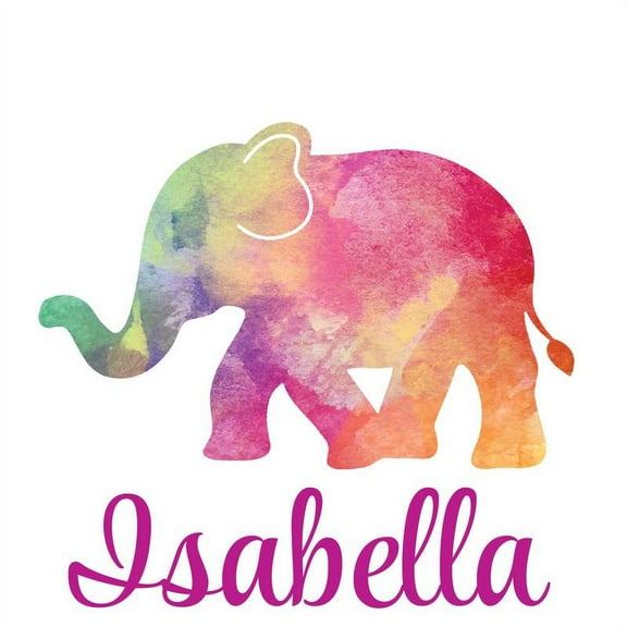 Personalized Name Vinyl Decal Sticker Custom Initial Wall Art Personalization Decor Sticker Elephant Animal Girl Nursery Bedroom 10 Inches X 10 Inches