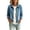 *Sky Blue, variant on Women's Turn Down Collar Full Zip Long Sleeve Denim Jacket ,Casual Loose Vintage Jean Outerwear Black,Women's Plus L
