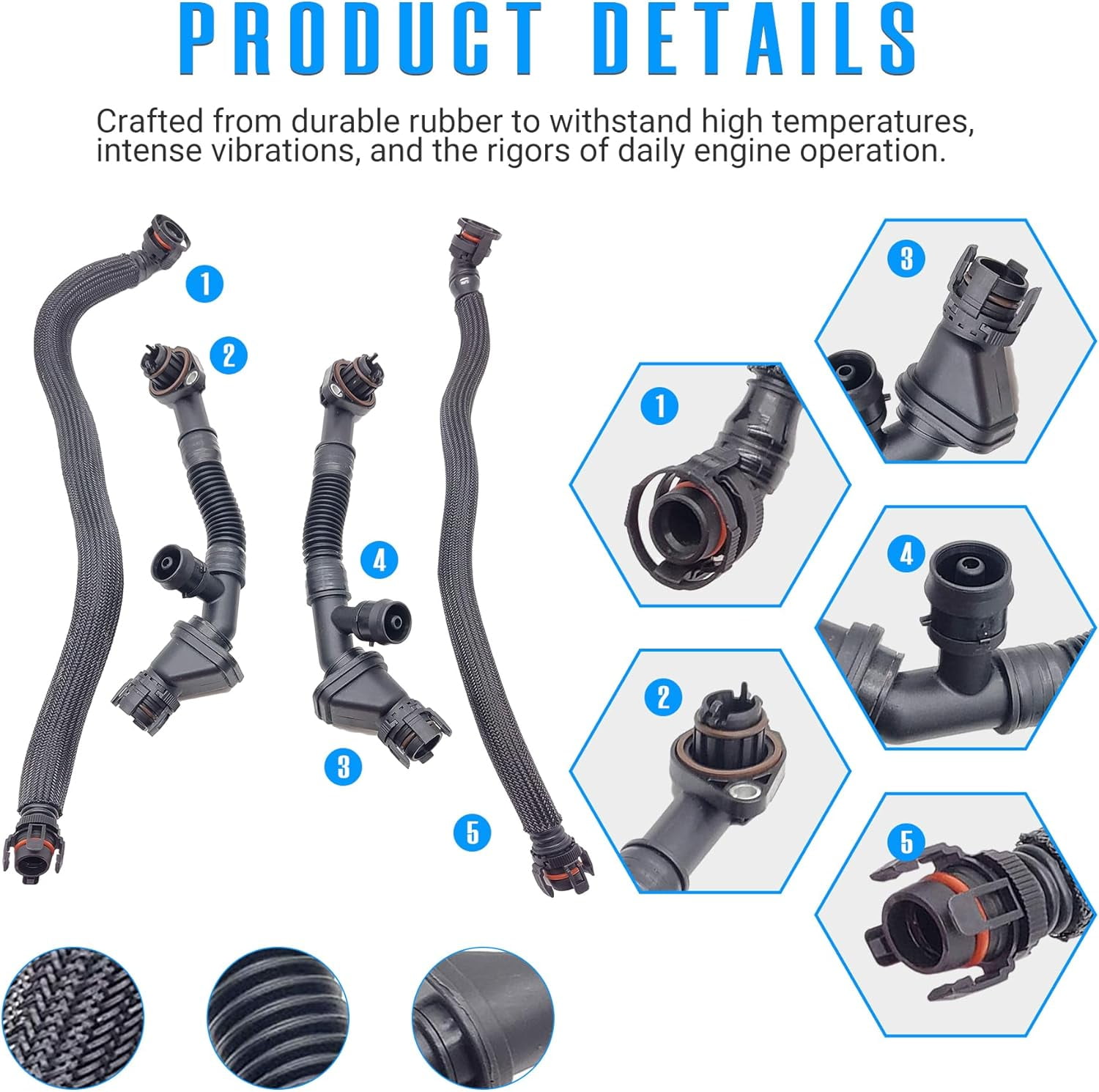 NOVAPARTS 4PCS Left and Right Crankcase Vent Pipe for BMW 550i 650i 750i 750Li Alpina B7 X5 X6 xDrive35i N63 4.4L 11157575640 11157575641 11157646086 11157646087