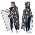 thumbnail image 2 of Wearable Blanket,Navy Mexican Skull Pattern Hooded Wearable Flannel Blanket for Adults & Teens with Buckle,Winter Poncho Shawl Wrap Cape,50"x60", 2 of 5