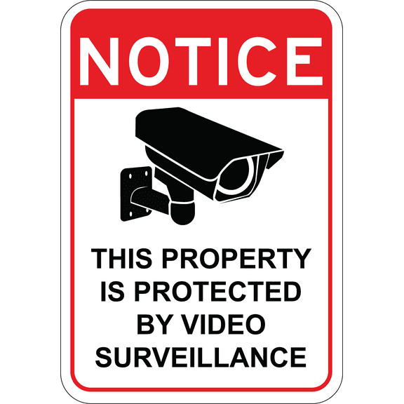 Notice Video Surveillance on Property 7" x 10" aluminum metal sign