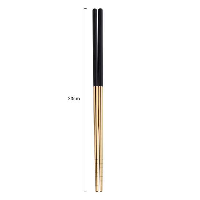 Palillos de acero inoxidable, vajilla de metal antideslizante con espiral hueca cuadrada para el hogar, restaurante de hotel, palillos de oro negro