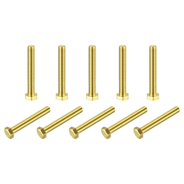 Unique Bargains Brass Hex Bolts, M5x35mm 10 Pack Fully Thread Grade 4.8 Machine Screws