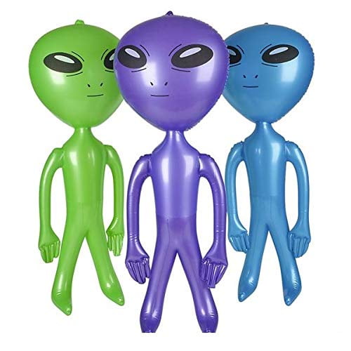 4 NEW INFLATABLE ALIENS GREEN PURPLE & BLUE 36" BLOW UP INFLATE ALIEN HALLOWEEN 