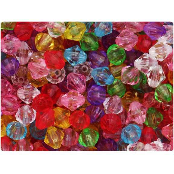 BeadTin Mixed Transparent 10mm Faceted Bicone Plastic Beads (120pcs)