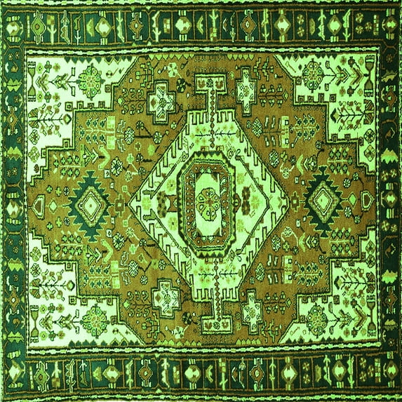 Ahgly Company Indoor Square Persian Green Traditional Area Rugs, 4' Square