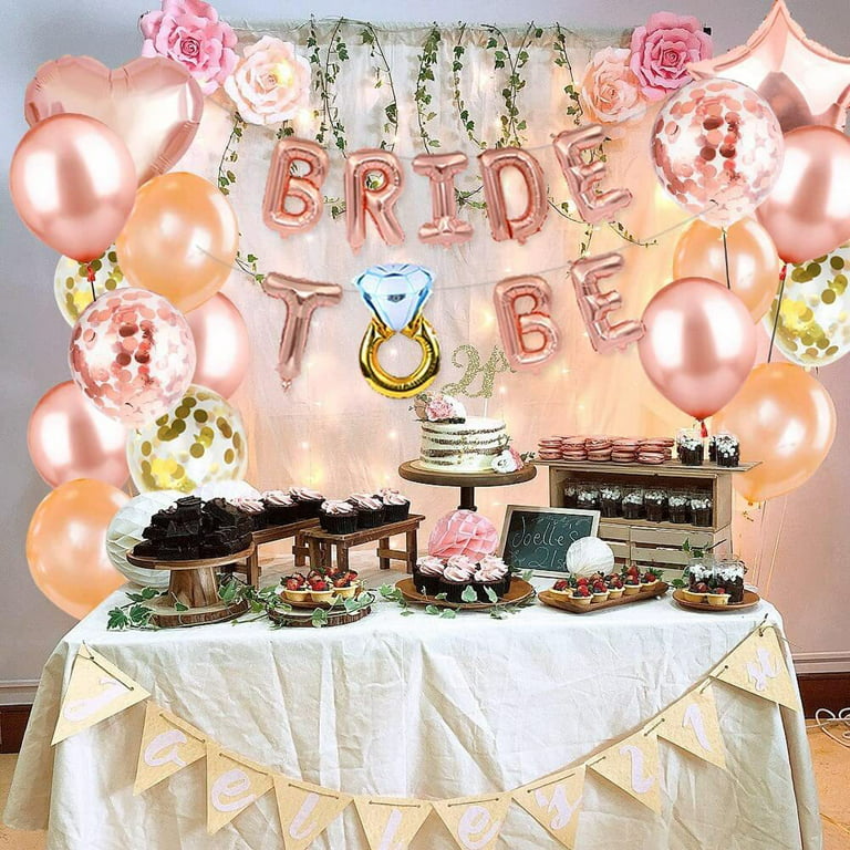 226 PC Bachelorette Party Decorations Kit- Rose Gold Bridal Shower  Decorations, Banners, Curtains Mimosa Bar Supply Bride Balloons Sash Tiara  Veil