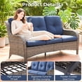 thumbnail image 6 of Giantfurnni 4 Piece Wicker Patio Furniture Set with Outdoor Sofa, 2 Swivel Rocker Chairs and Fire Pit Table for Deck Porch, 6 of 15