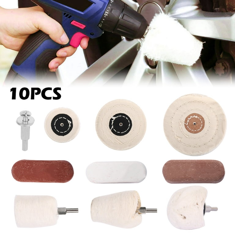 5 Pcs 6 Inch Wool Polishing Buffing Pad Polishing Buffing Wheel for Drill  Buffer Attachment with M14 Drill Adapter