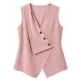 thumbnail image 5 of Summer Tops for Women Gsakboxl Women Casual V‑Neck Button‑Decorated Sleeveless Linen Tank Top Blouse Pink XL, 5 of 7