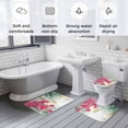 thumbnail image 6 of Summer Bathroom Rugs Set Red Flowers Pastoral Butterfly Non Slip Absorbent Soft Bath Mats 3 Piece Set with Bathroom Rug, U-Shaped Floor Mat, Toilet Seat Cover Small Size, 6 of 9