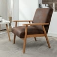 thumbnail image 6 of Elegant Brown Microfiber Arm Chair Classic Mid-Century Modern Design, Tapered Wood Arms, Comfortable Cushions, Sturdy Solid Wood Frame, 6 of 12