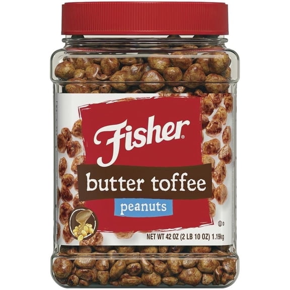 Fisher Butter Toffee Peanuts | Sweet & Crunchy Snack | High-Protein | Fresh Roasted Peanuts Coated in Buttery Toffee - 42 Ounce each