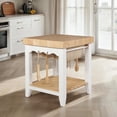 thumbnail image 2 of Linon Îlot de Cuisine Kolton avec Bloc de Boucher et 2 Paniers en Blanc/bois Naturel, 2 of 9