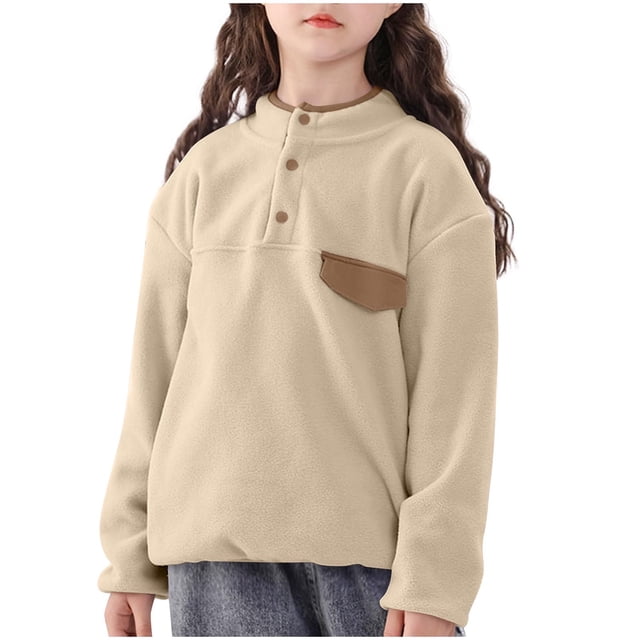 aidice Unisex Baby Clothes Button High Neck Long Sleeve Fleece Drop Shoulder Winter Warm Sweatshirts