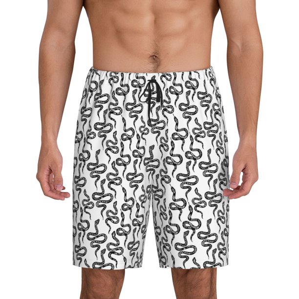 Fotbe Snake Pantalones Cortos de Pijama para Hombre, Ropa de Dormir, Pantalones de Pijama Cortos para Hombre-Small