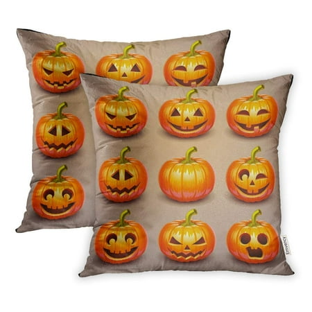 ECCOT Orange Funny Pumpkins for Halloween Food Cute Pillowcase Pillow Cover 20x20 inch Set of 2