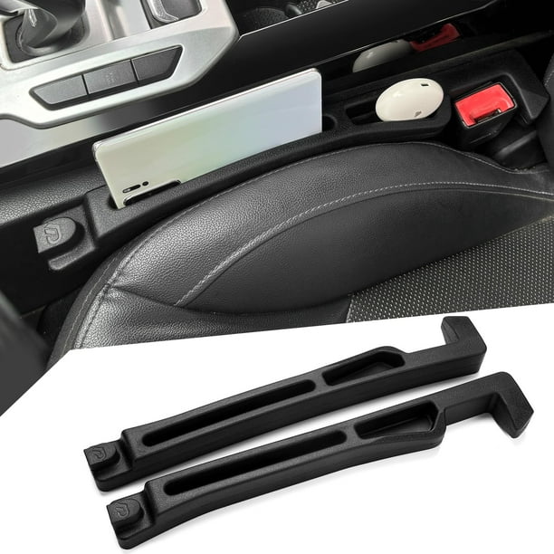 Relleno de huecos para asientos de coche FARVHES con organizador y gancho, paquete de 2, color negro
