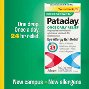 Pataday Extra Strength Eye Allergy Itch Relief Drops, 2.5 mL Twin Pack, Once Daily