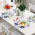 thumbnail image 6 of Ryvnso Flowers Blue Round Plate Mats Dining Table Placemat Set of 4 for Holiday Decoration, 6 of 7