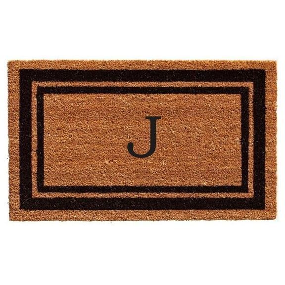 Calloway Mills Black Border 18" x 30" Monogram Outdoor Doormat (Letter J)