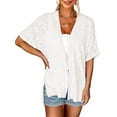 thumbnail image 1 of Qucoqpe - Cárdigan ligero de verano para mujer, cuello en V, manga corta, frente abierto, informal, liso, holgado, en liquidación, 1 of 1