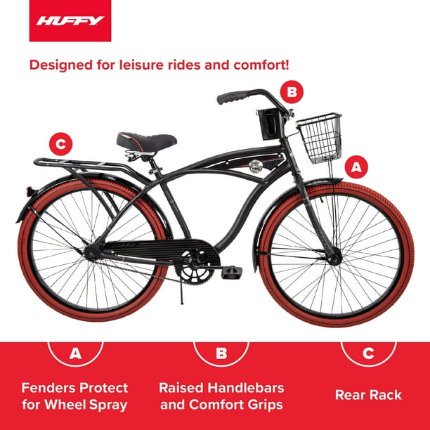 Huffy Nel Lusso Cruiser Bike 26 Wheels Adult 13 Years Matte Black