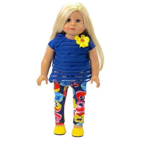 Navy Blue Floral Print Pant Set For 18 Inch Dolls price history on PriceWatchPro
