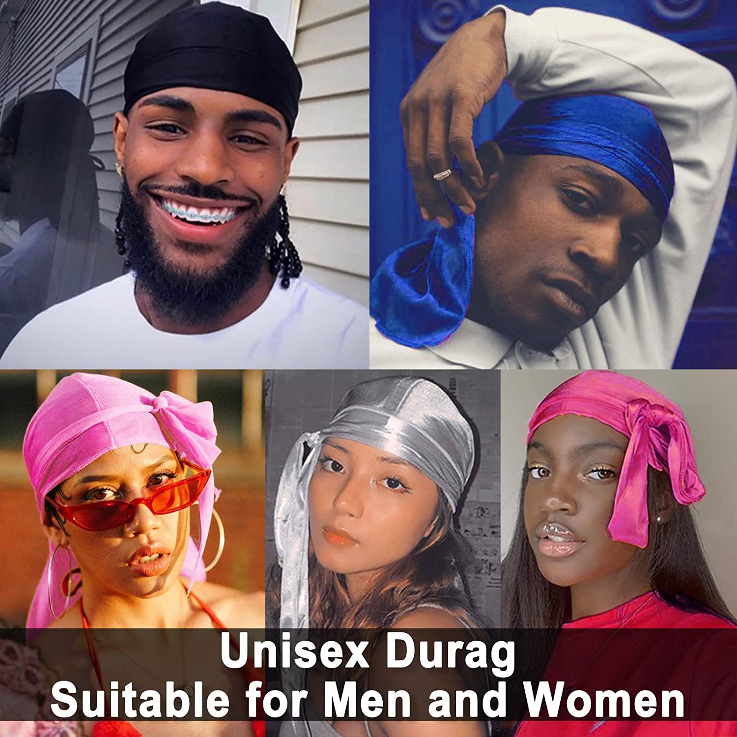 8 Packs Silk Durag For Women Men Stain Durags Long Tail Headwrap Durag Breathable Turban Hat Long Wide Straps Doo Durag Pirate Hat With 4pcs Stocking Cap Walmart Canada