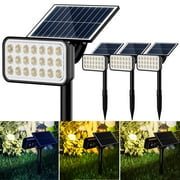 JACKYLED 84-LED Solar Spotlights YPF55 Lighting Modes 360 IP65 Waterproof Super Bright Overnight Solar Spot Lights for Outside with Extendable Spike for Yard, Garden, Lawn, Pathway, 4 Pack