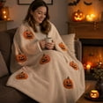 thumbnail image 4 of StlyGar Halloween Jack-o'-lantern Plush Blanket Soft Fluffy Festival Atmosphere Throw Blanket Decorative Blanket for Sofa Bed Halloween Home Decor Warm Blanket(70*100cm), 4 of 5