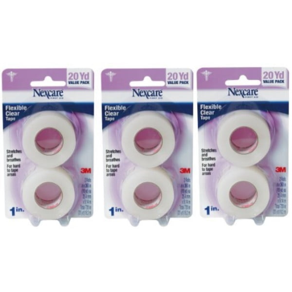 nexcare flexible clear carded 1inch wide first aid tape, 10yard roll