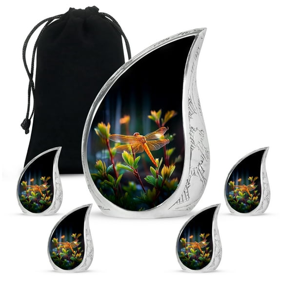 SABURIAL Dragonfly Urn - Cremation Urn - Combo 3 - Large with 3 Inch Pack of 4 - Burial Urns for Ashes - Memorial Ashes for Men & Women - Ash Urns for Female & Male